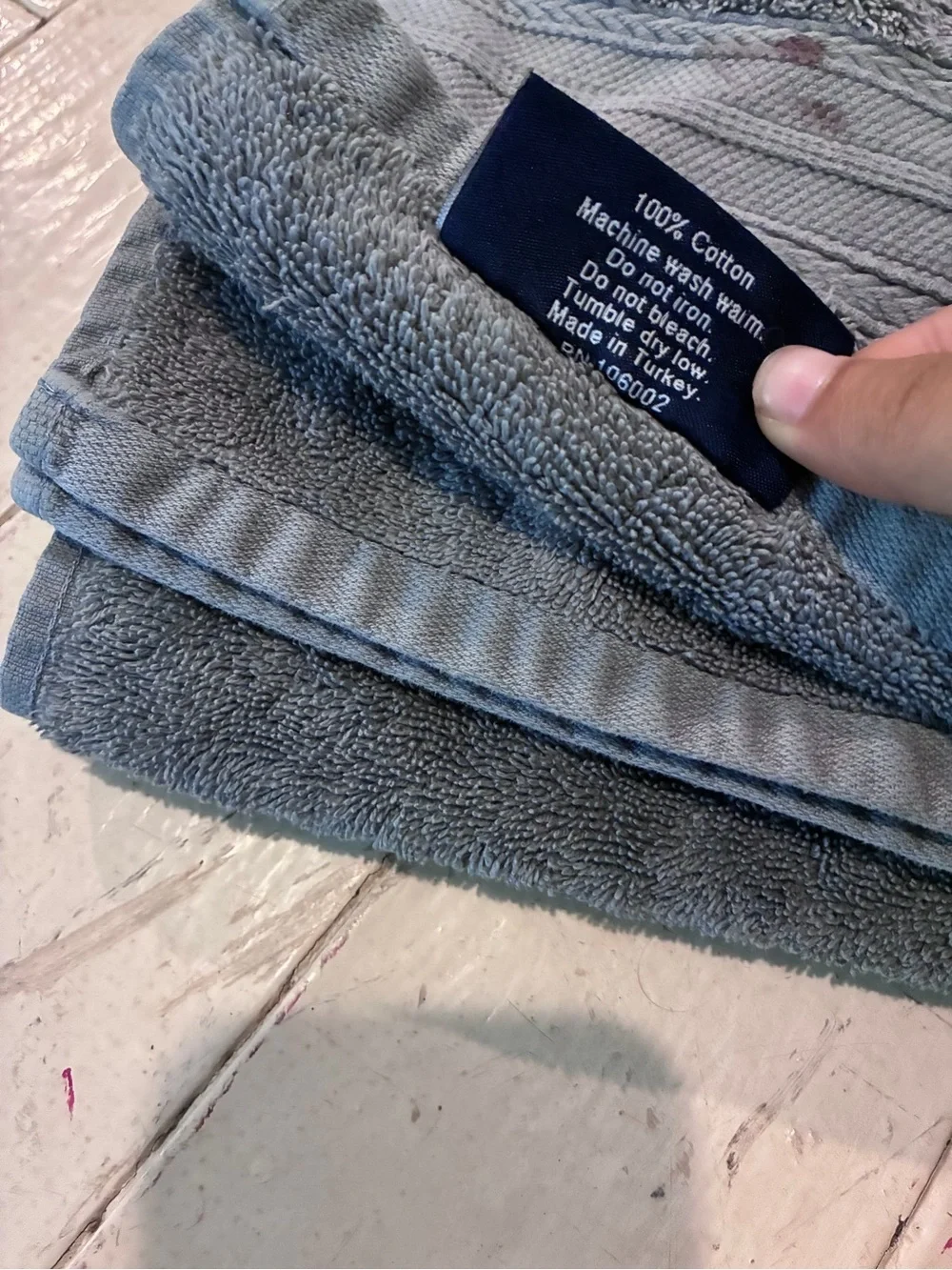 Brooks Brothers Blue-Gray Cotton Terry Cloth Bath Towel